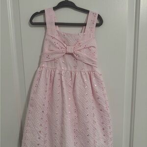 Pink Gingham Dress with Bow
